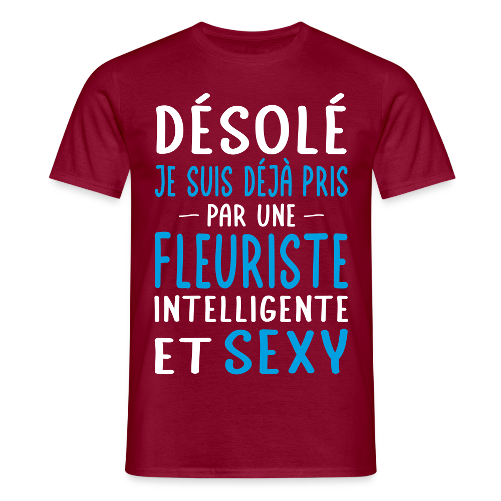 T-shirt Homme - Je suis pris par une fleuriste intelligente et sexy - rouge brique