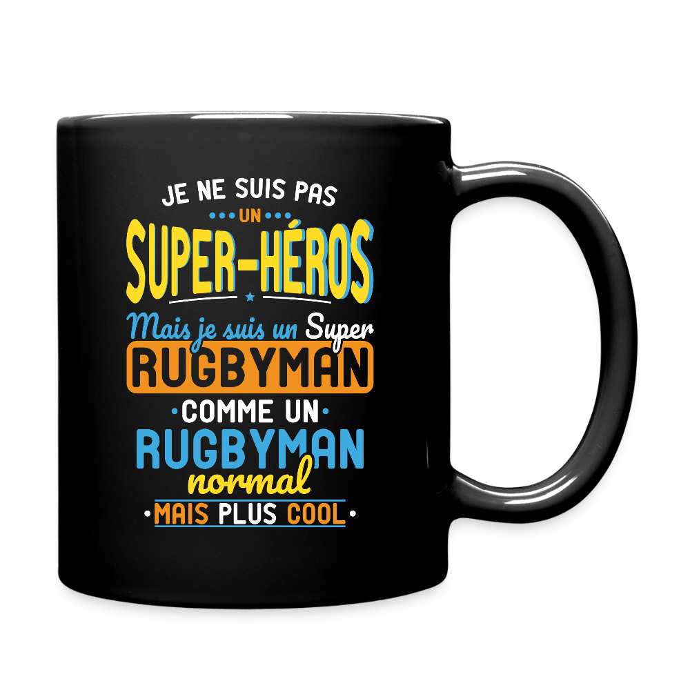Mug uni - Pas un Super-Héros mais un super Rugbyman - noir