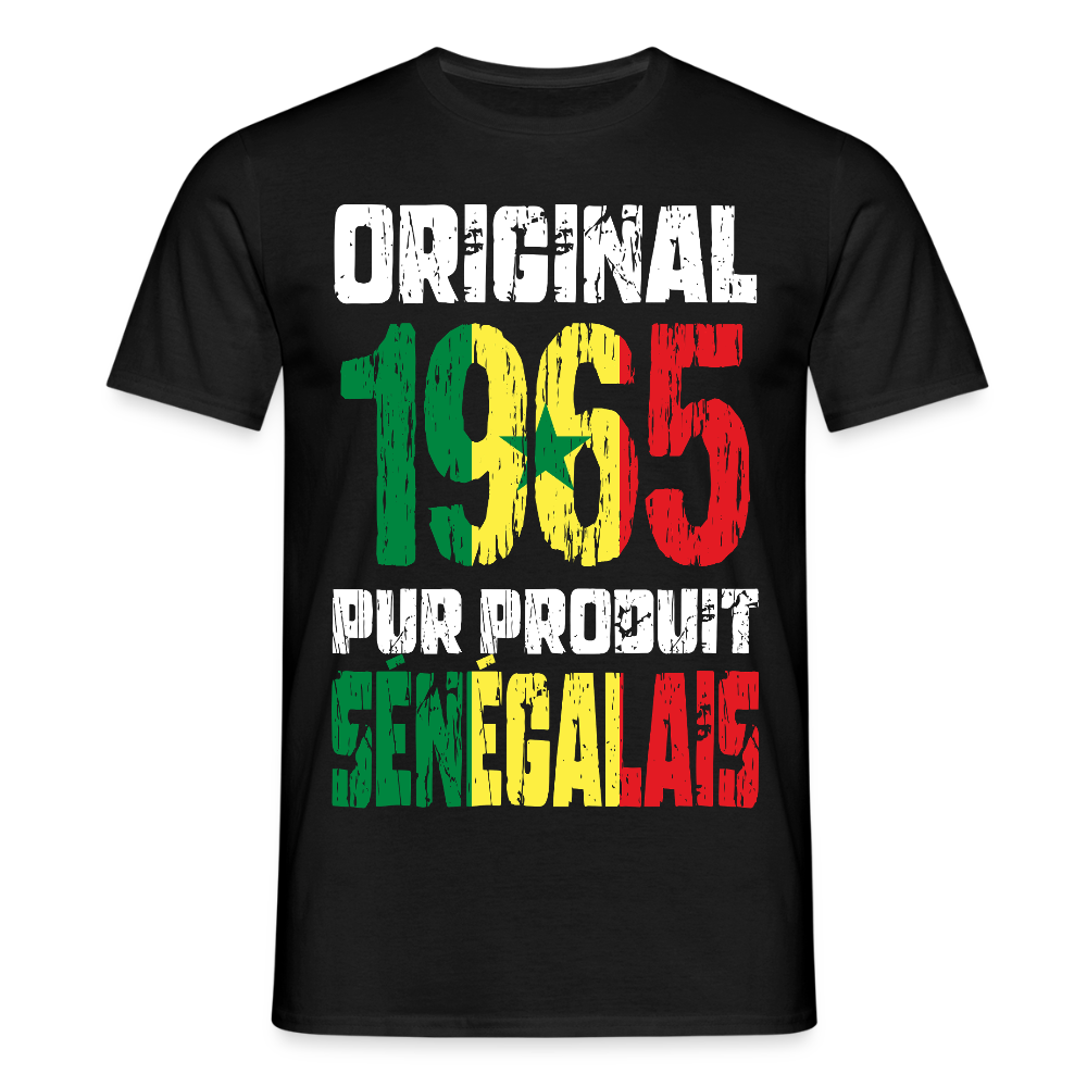 T-shirt Homme - Anniversaire 60 Ans - Original 1965 - Pur produit Sénégalais - noir