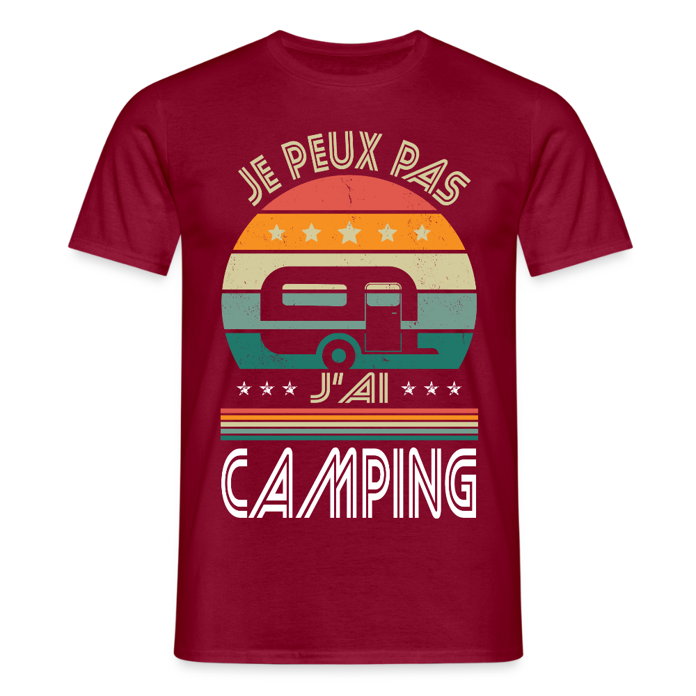 T-shirt Homme - Je peux pas j'ai Camping - rouge brique