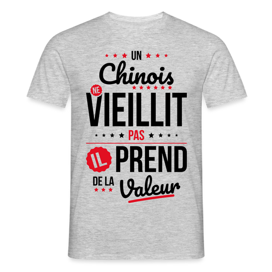 T-shirt Homme - Un Chinois ne vieillit pas - gris chiné