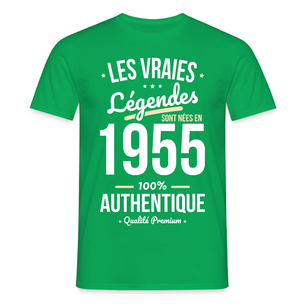 T-shirt Homme - Anniversaire 70 Ans - Les vraies Légendes sont nées en 1955 - vert