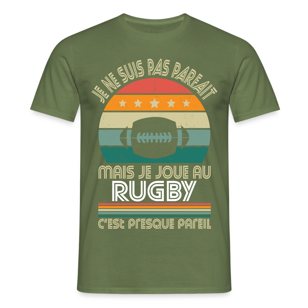 T-shirt Homme - Je ne suis pas parfait mais je joue au Rugby - vert militaire
