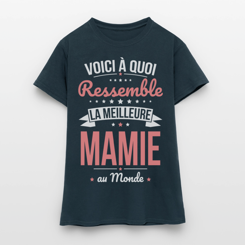 T-shirt Femme - Voici à quoi ressemble la meilleure Mamie au monde - marine