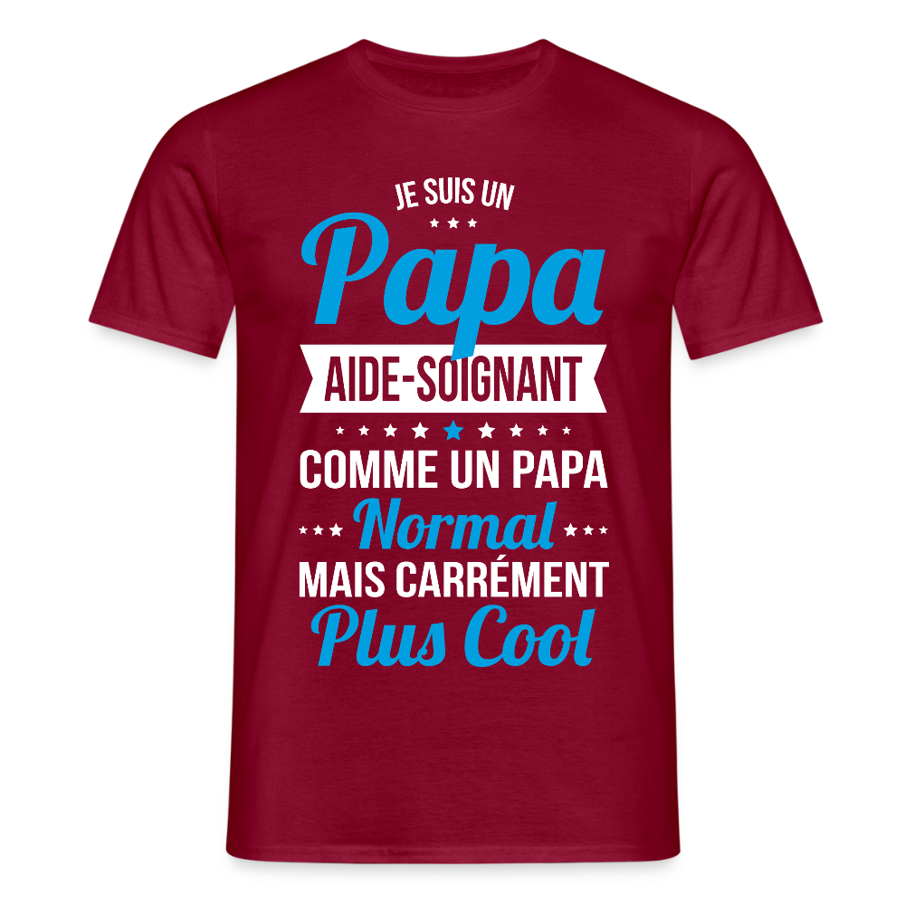T-shirt Homme - Papa aide-soignant plus cool - rouge brique