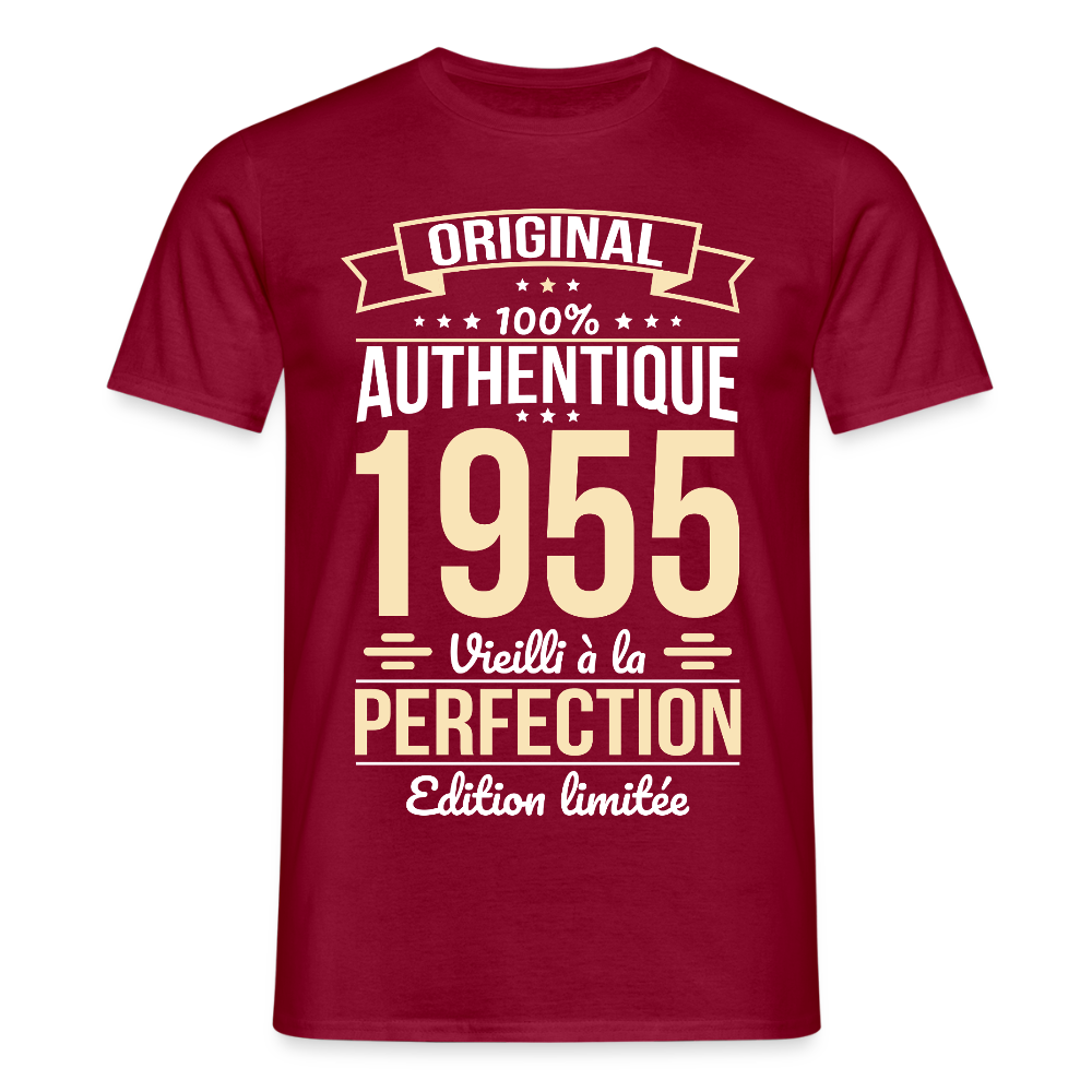T-shirt Homme - Anniversaire 70 Ans - Original 1955 - rouge brique