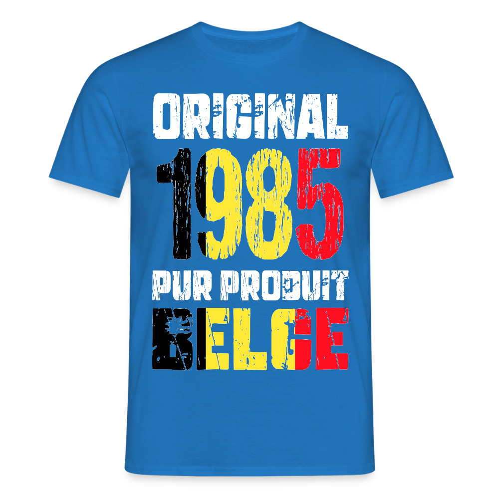T-shirt Homme - Anniversaire 40 Ans - Original 1985 - Pur produit Belge - bleu royal