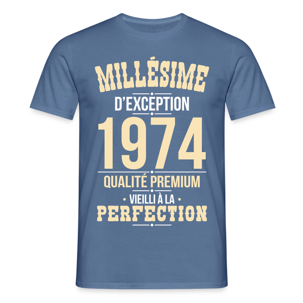 T-shirt Homme - Anniversaire 51 Ans - Millésime 1974 - bleu pigeon