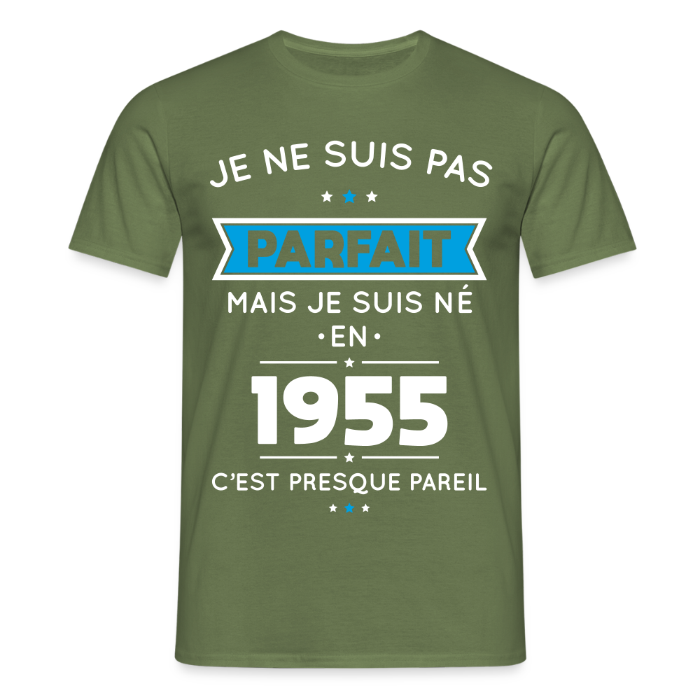 T-shirt Homme - Anniversaire 70 Ans - Pas parfait mais né en 1955 - vert militaire