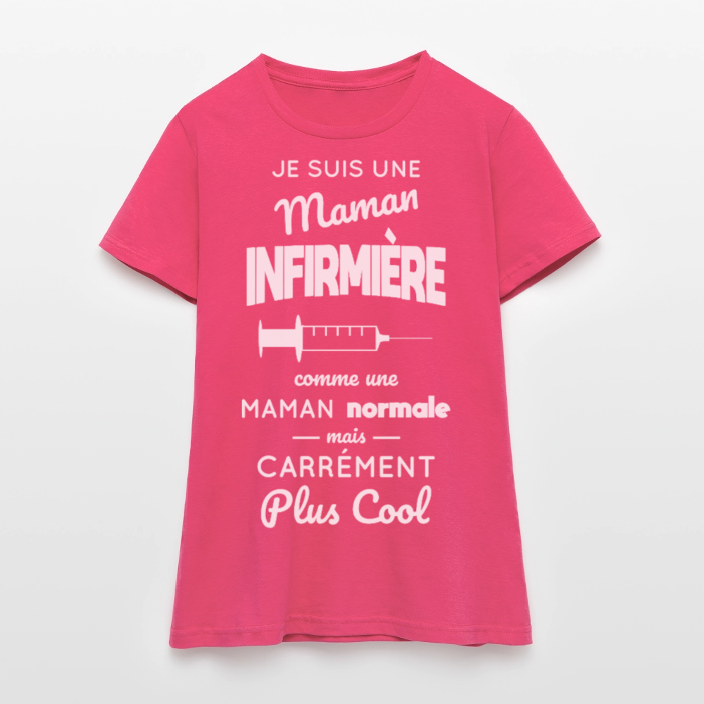 T-shirt Femme - Maman infirmière plus cool - rose azalée