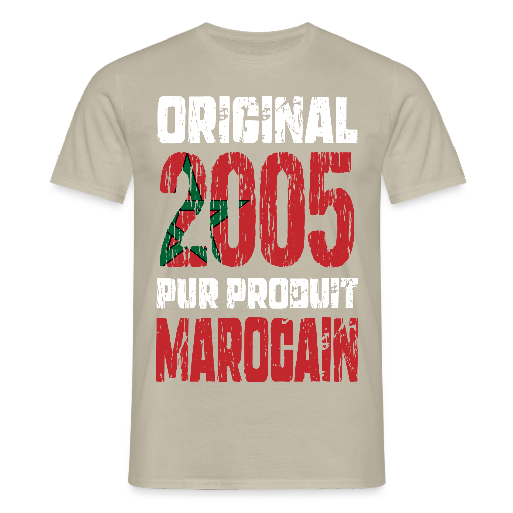 T-shirt Homme - Anniversaire 20 Ans - Original 2005 - Pur produit Marocain - beige sable