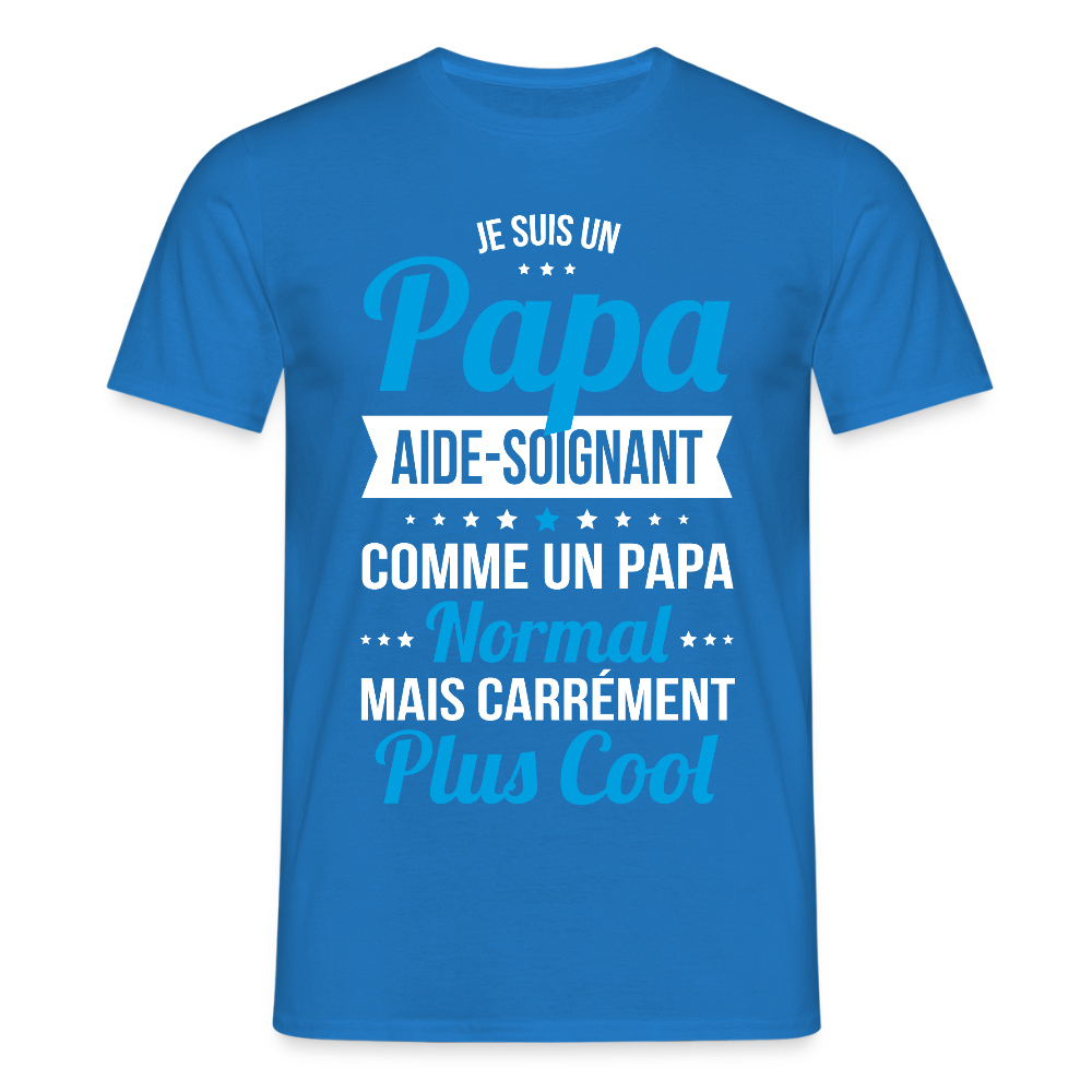 T-shirt Homme - Papa aide-soignant plus cool - bleu royal