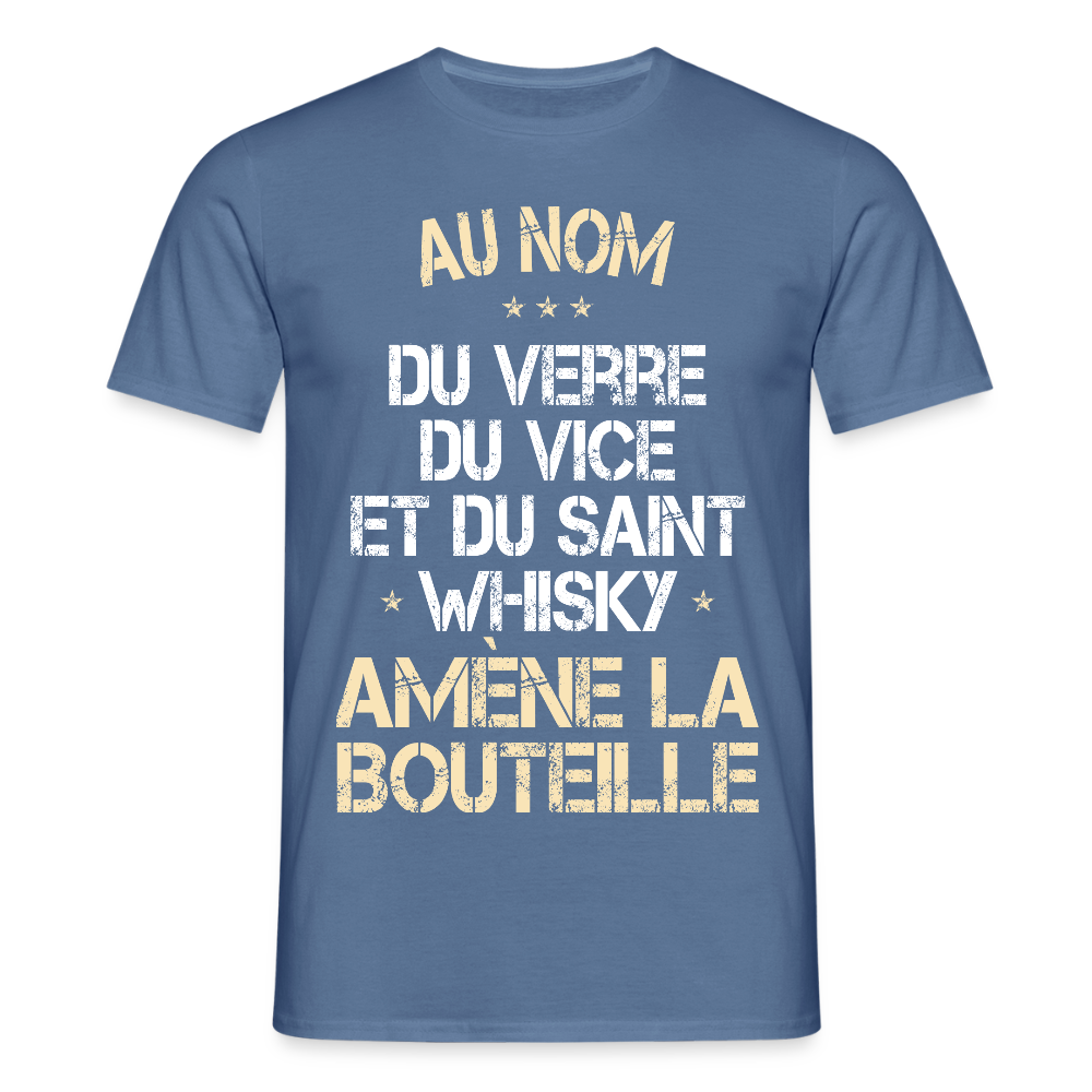 T-shirt Homme - Au nom du saint Whisky - bleu pigeon