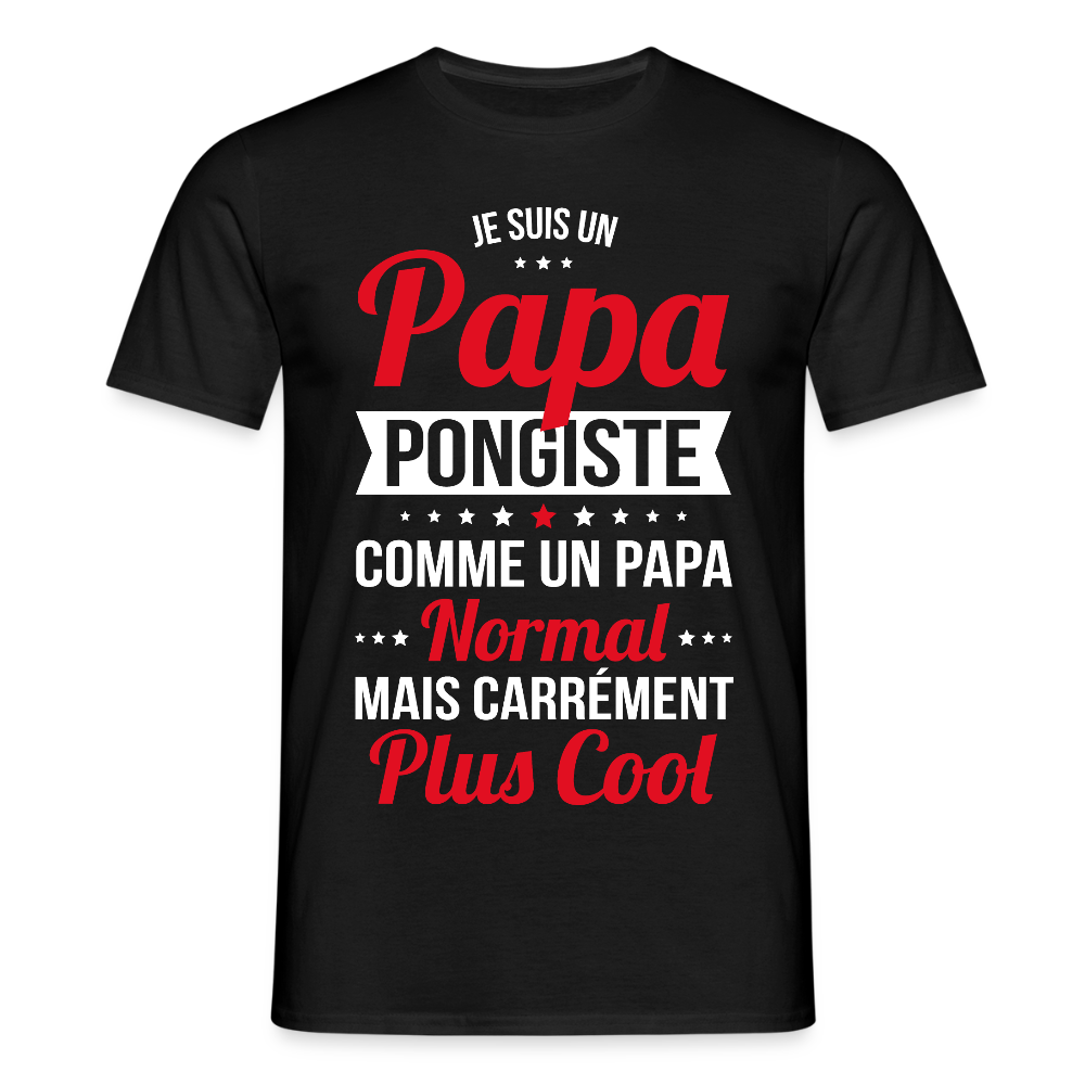 T-shirt Homme - Papa pongiste plus cool - noir