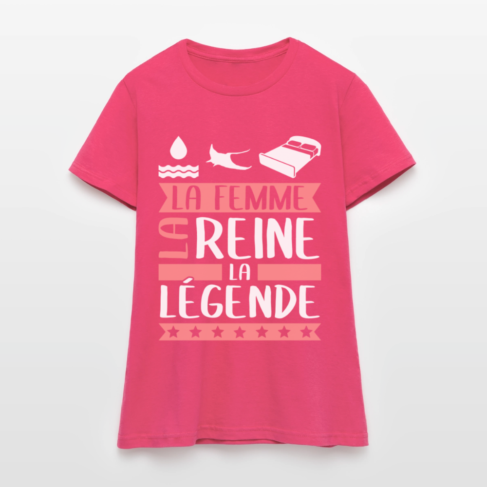 T-shirt femme Aurélie rébus – La femme, la reine, la légende - rose azalée