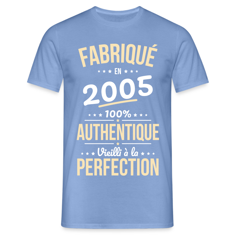 T-shirt Homme - Anniversaire 20 Ans - Fabriqué en 2005 - carolina blue