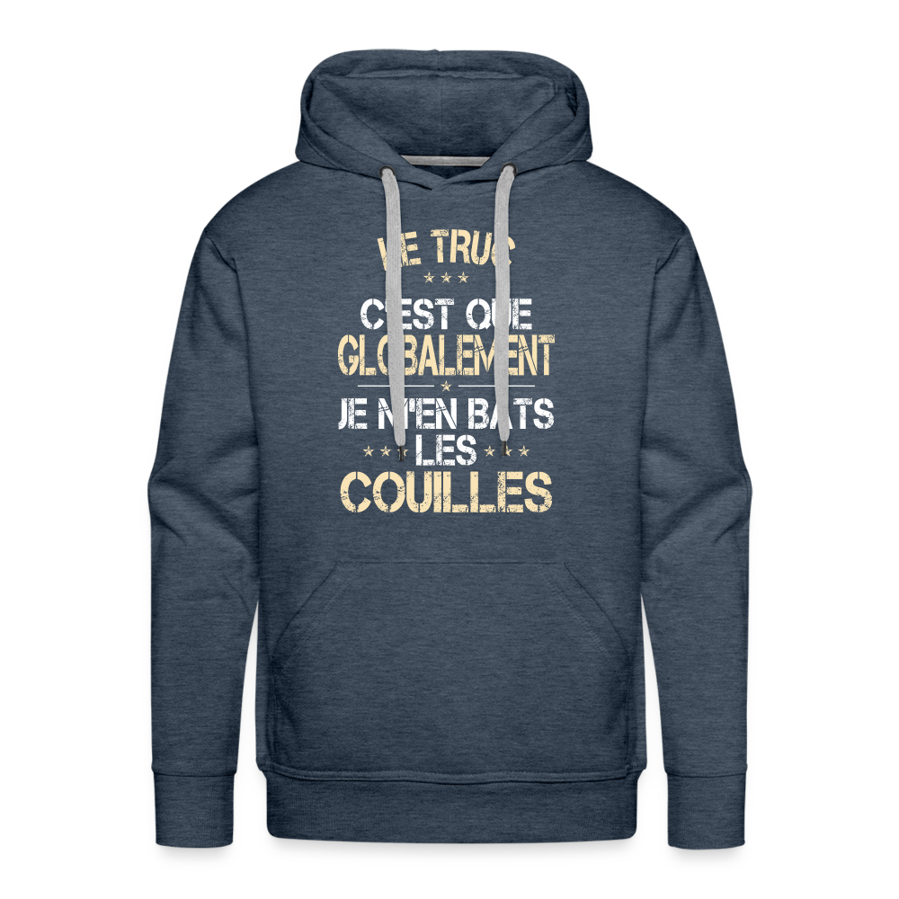 Sweat à capuche Premium Homme - Je m'en bats les couilles - bleu jeans