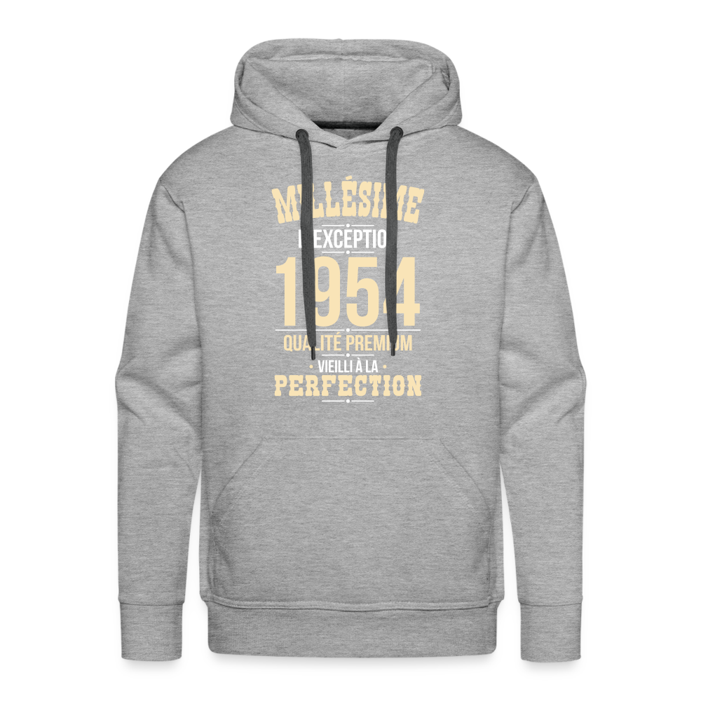 Sweat à capuche Premium Homme - Anniversaire 71 Ans - Millésime 1954 - gris chiné