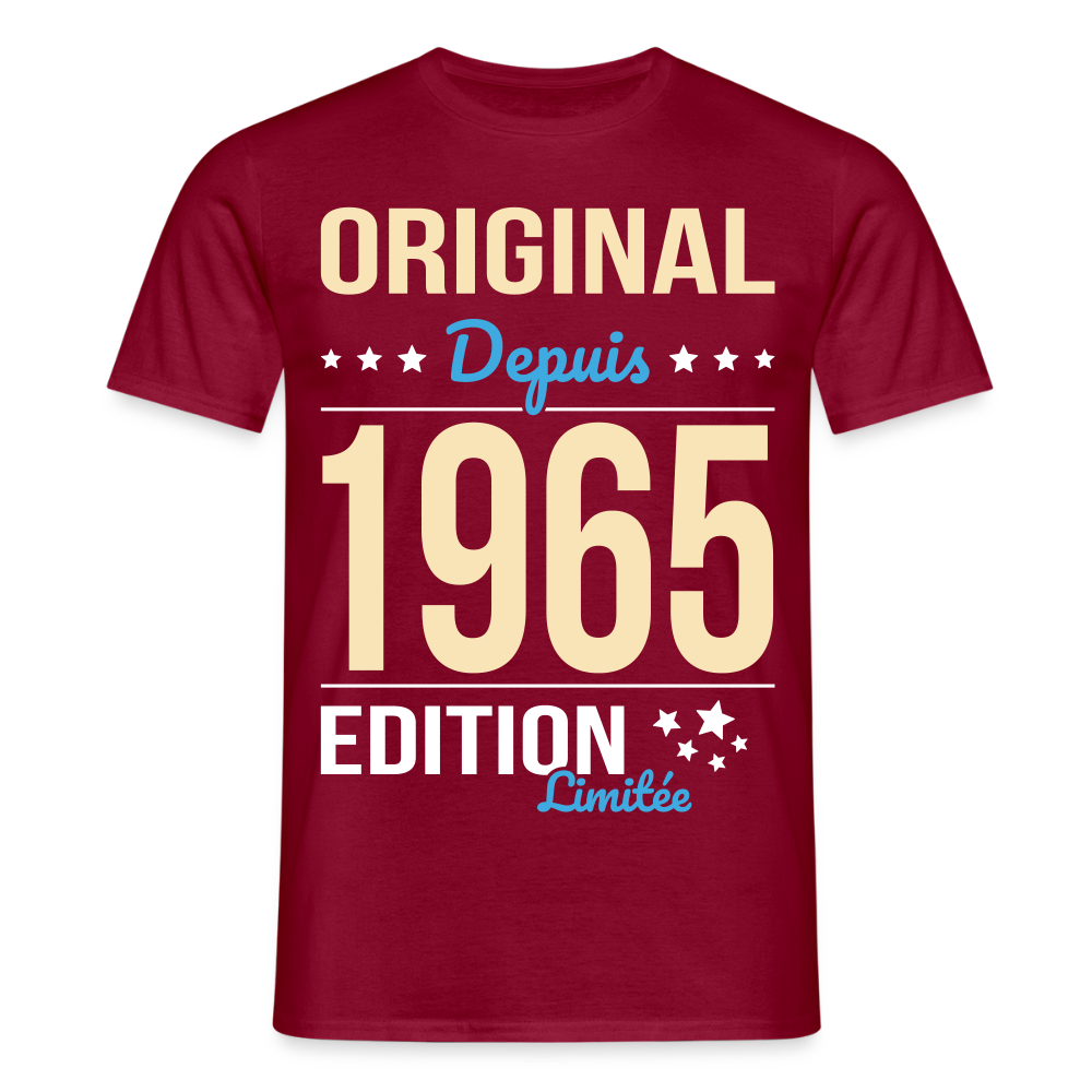 T-shirt Homme - Anniversaire 60 Ans - Original depuis 1965 - rouge brique