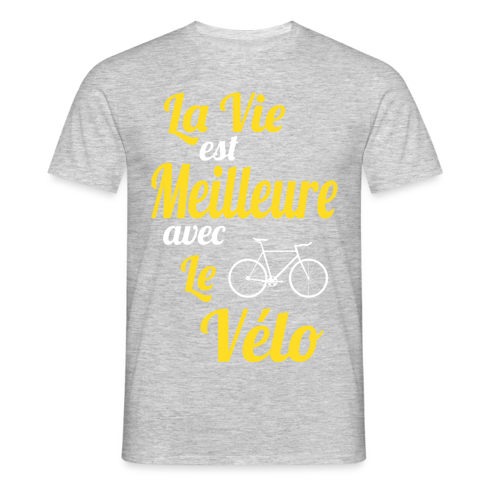 T-shirt Homme - La vie est meilleure avec le Vélo - gris chiné