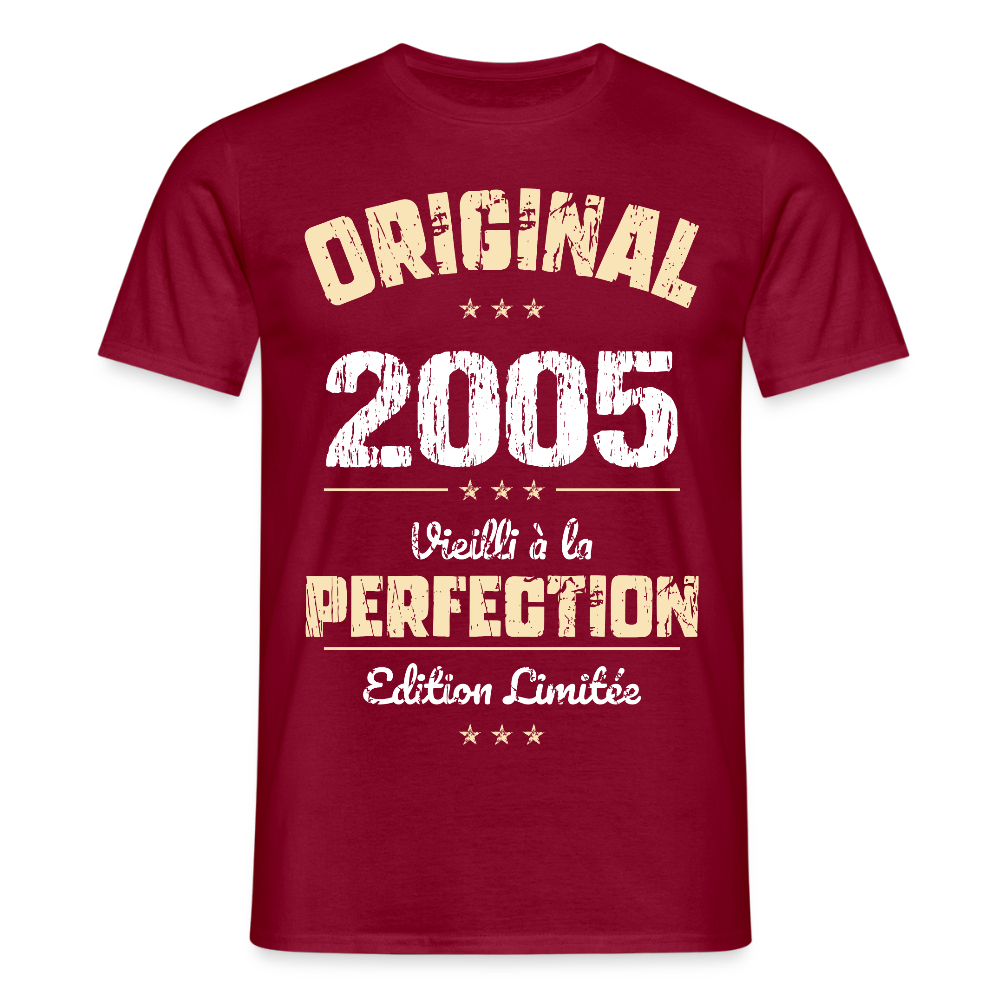 T-shirt Homme - Anniversaire 20 Ans - Original 2005 - rouge brique