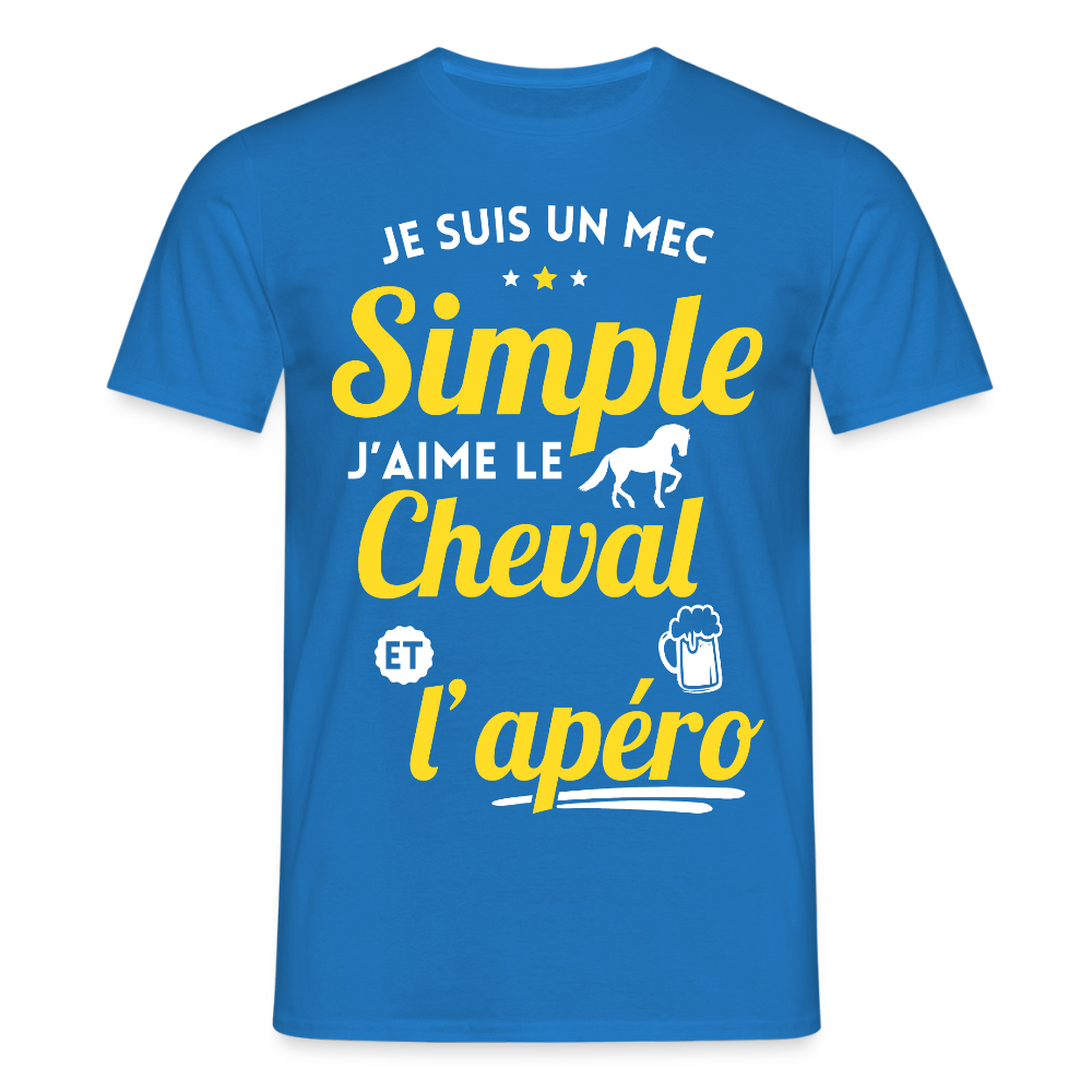 T-shirt Homme - J'aime le cheval et l'apéro - bleu royal