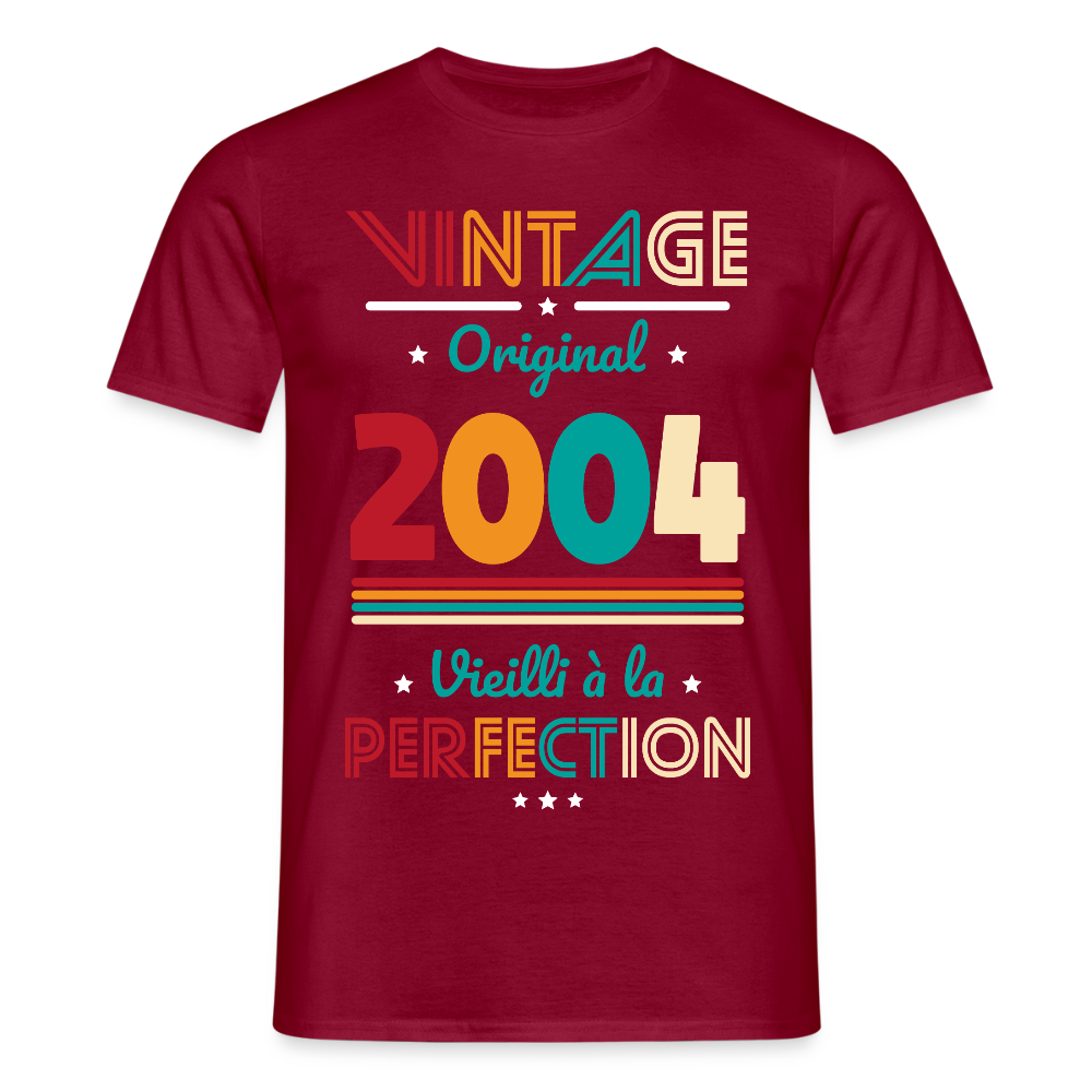 T-shirt Homme - Anniversaire 21 Ans - Vintage Original 2004 - rouge brique