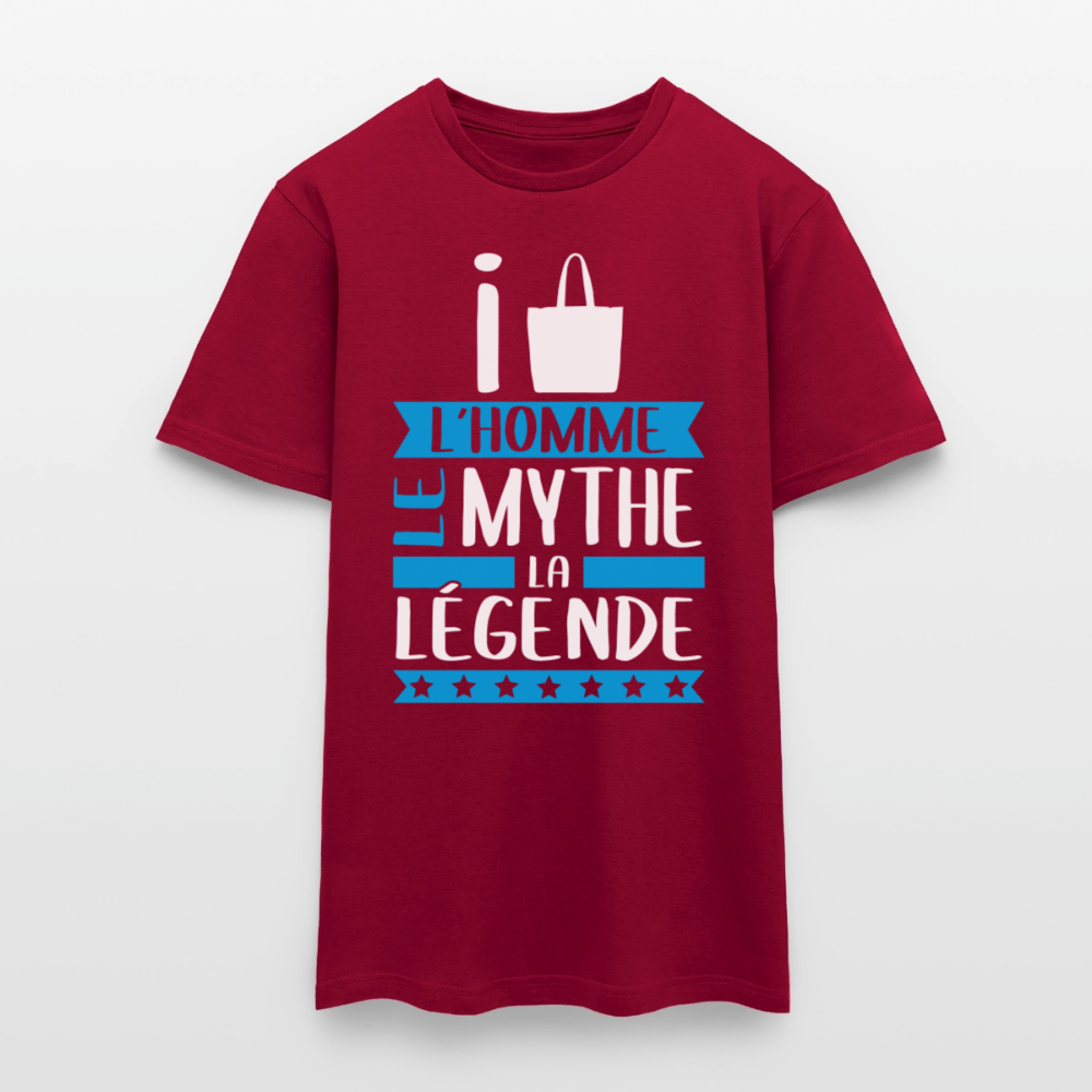 T-shirt homme Isaac rébus – L’homme, le mythe, la légende - rouge brique