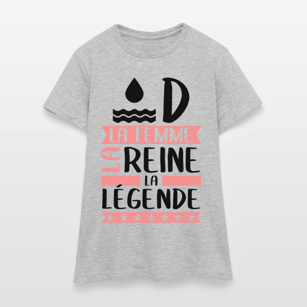 T-shirt femme coloris clair Aude rébus – La femme, la reine, la légende - gris chiné