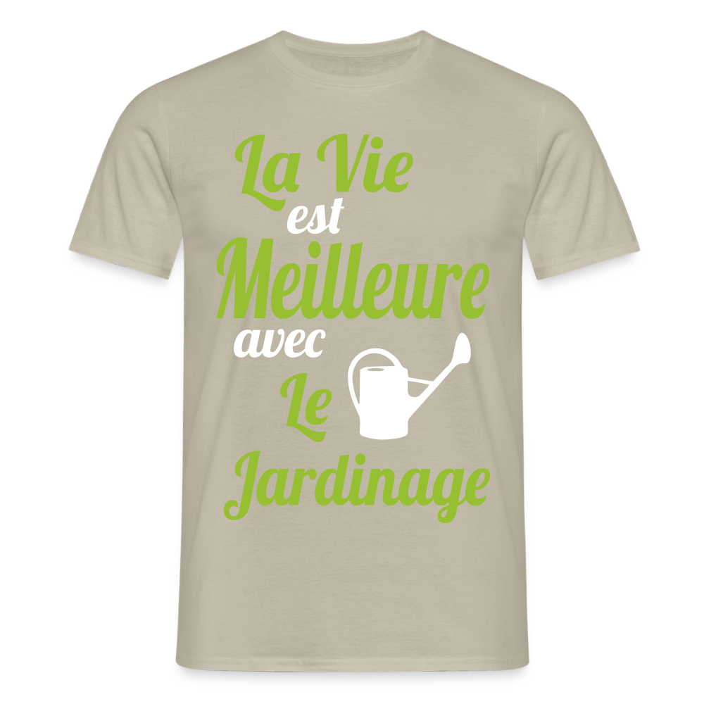 T-shirt Homme - La vie est meilleure avec le jardinage - beige sable