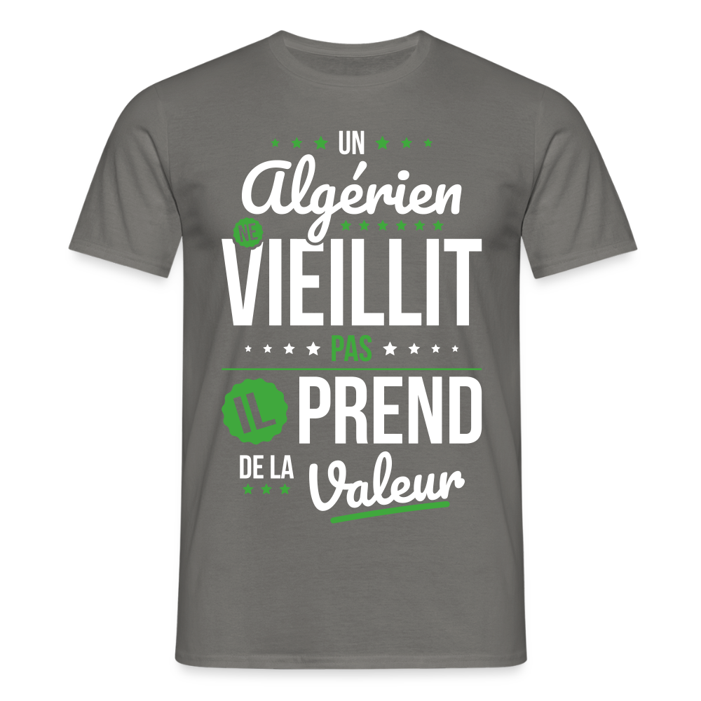 T-shirt Homme - Un Algérien ne vieillit pas - gris graphite