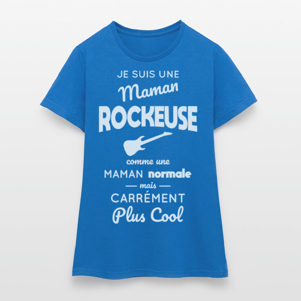 T-shirt Femme - Maman rockeuse plus cool - bleu royal