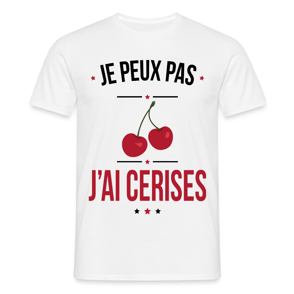 T-shirt Homme - Je peux pas j'ai cerises - blanc