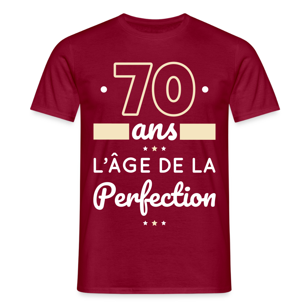 T-shirt Homme - 70 ans l'âge de la perfection - rouge brique