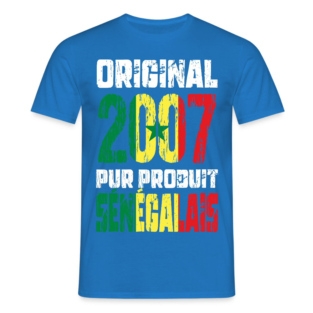 T-shirt Homme - Anniversaire 18 Ans - Original 2007 - Pur produit Sénégalais - bleu royal