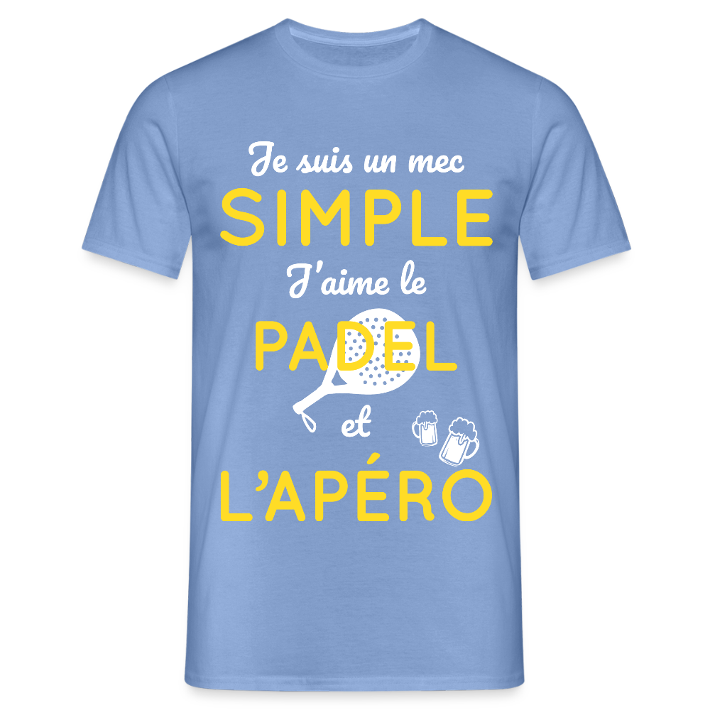 T-shirt Homme - Mec simple J'aime le Padel et L'apéro - carolina blue