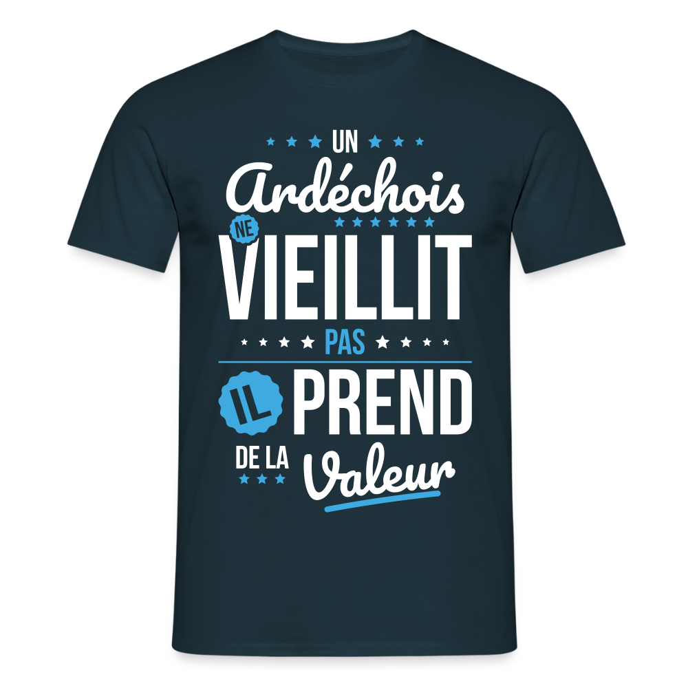 T-shirt Homme - Un Ardéchois ne vieillit pas - marine