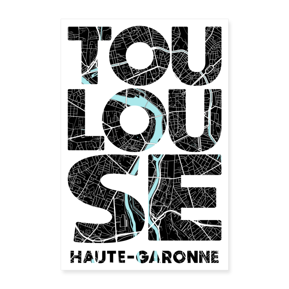 Poster Toulouse - Plan Toulouse - 40 x 60 cm - blanc