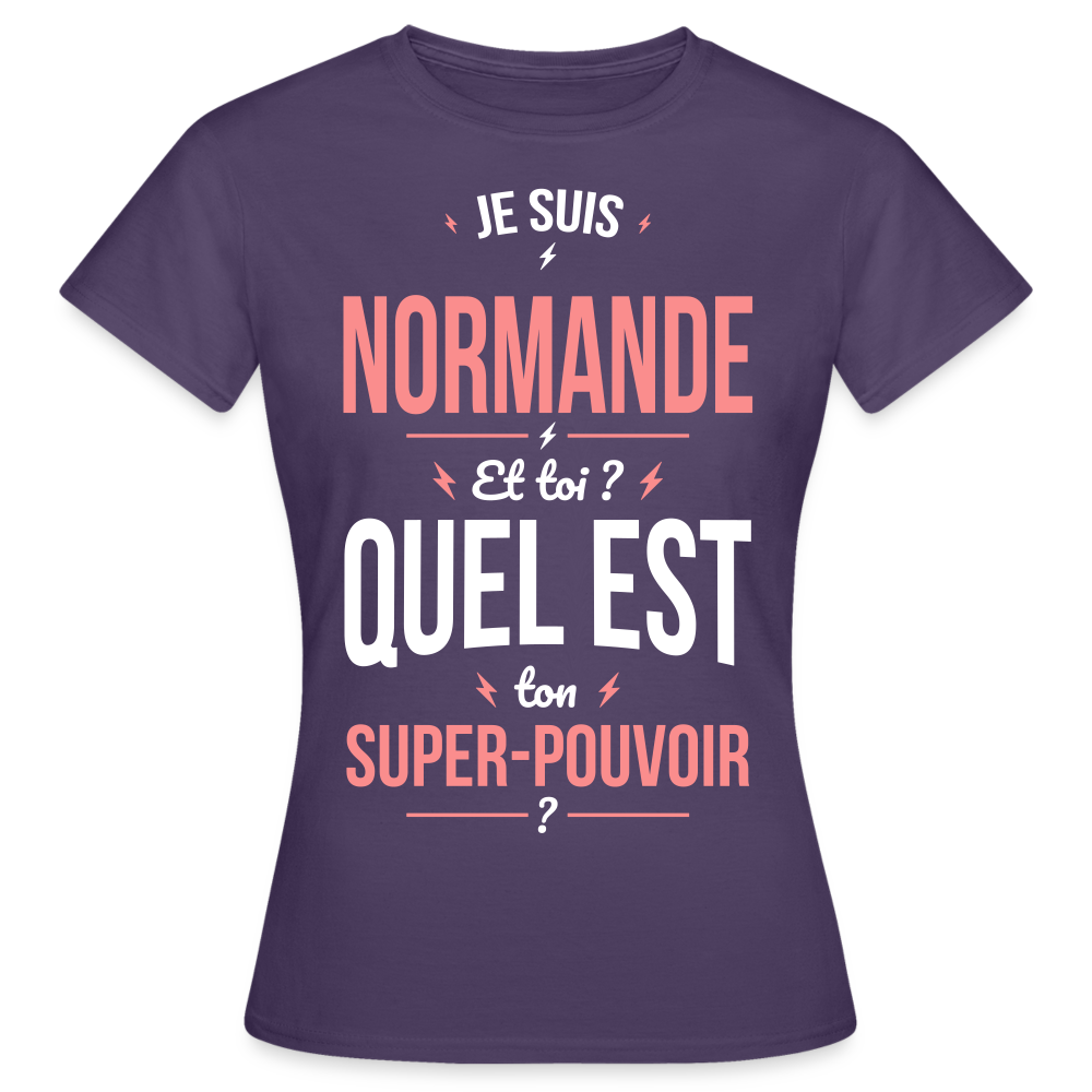 T-shirt Femme - Je suis Normande - Super-pouvoir - violet foncé