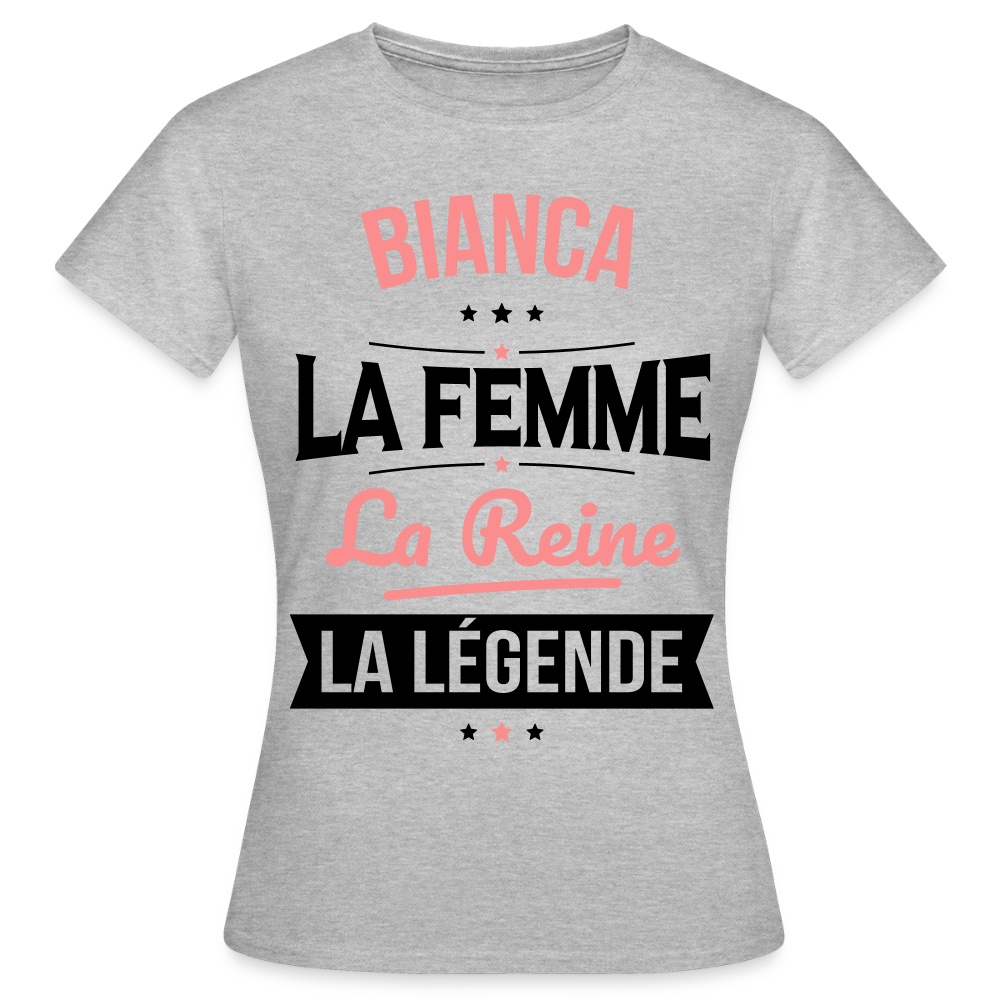 T-shirt Femme - Bianca - la Femme - la Reine - la Légende - gris chiné