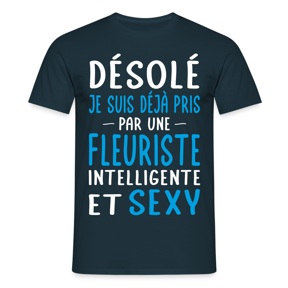 T-shirt Homme - Je suis pris par une fleuriste intelligente et sexy - marine