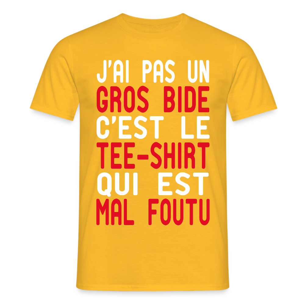 T-shirt Homme - J'ai pas un gros bide - Cadeau Humour - jaune