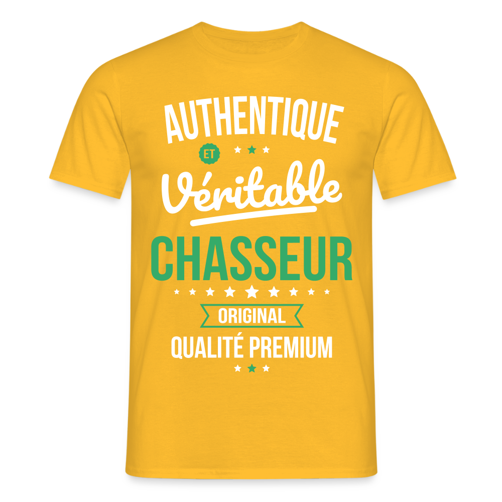T-shirt Homme - Authentique et véritable Chasseur - jaune