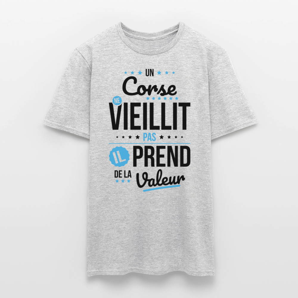 T-shirt Homme - Un Corse ne vieillit pas - gris chiné