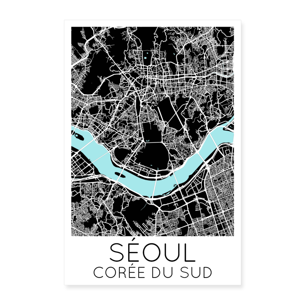 Poster Séoul - Plan Séoul - 40 x 60 cm - blanc