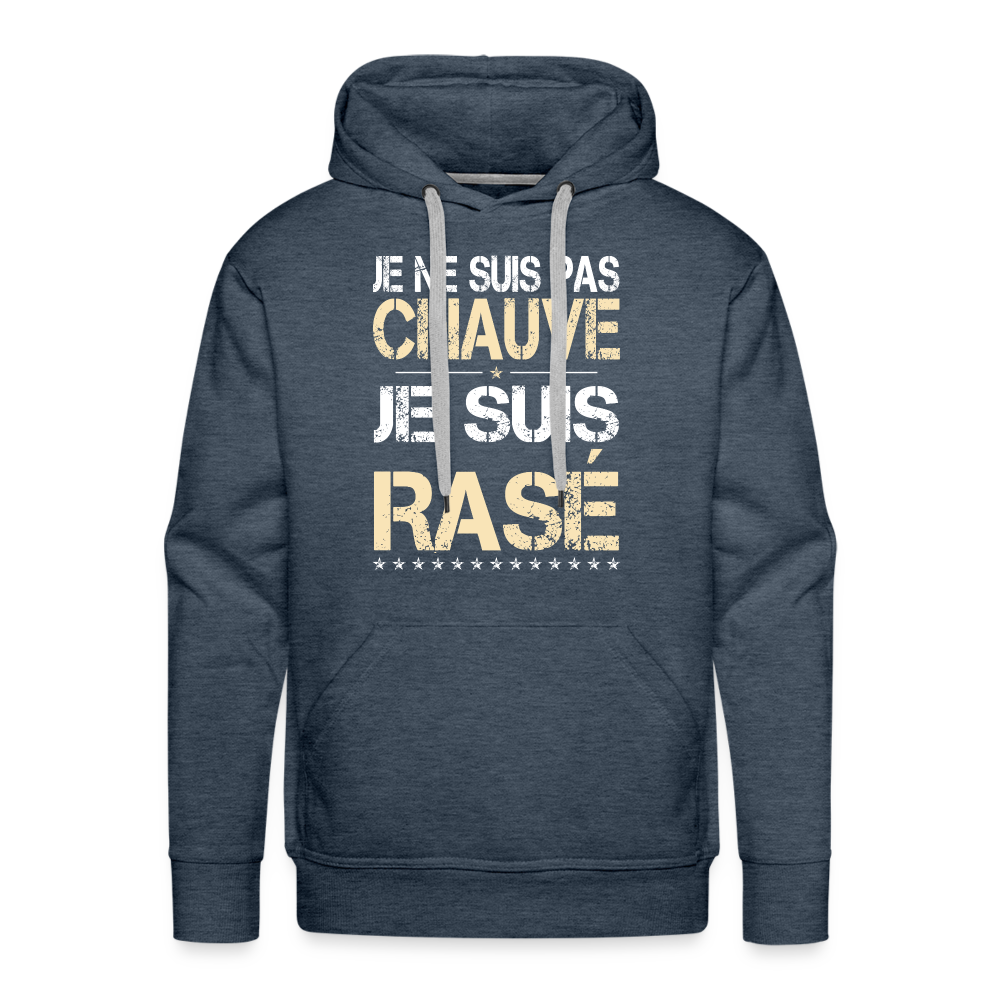 Sweat à capuche Premium Homme - Je ne suis pas chauve - bleu jeans