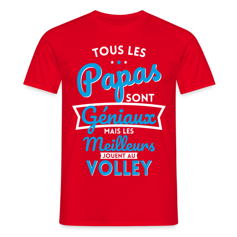 T-shirt Homme - Papas géniaux - Les meilleurs jouent au volley - rouge