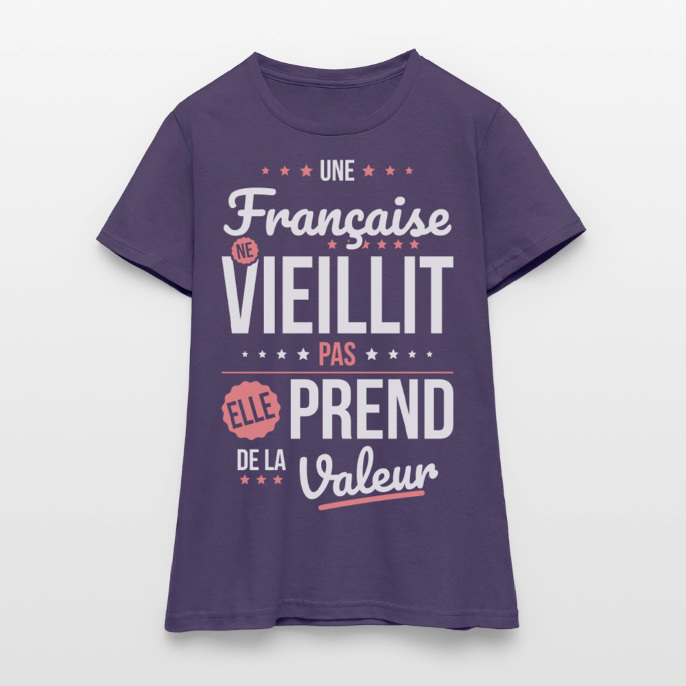 T-shirt Femme - Une Française ne vieillit pas - violet foncé