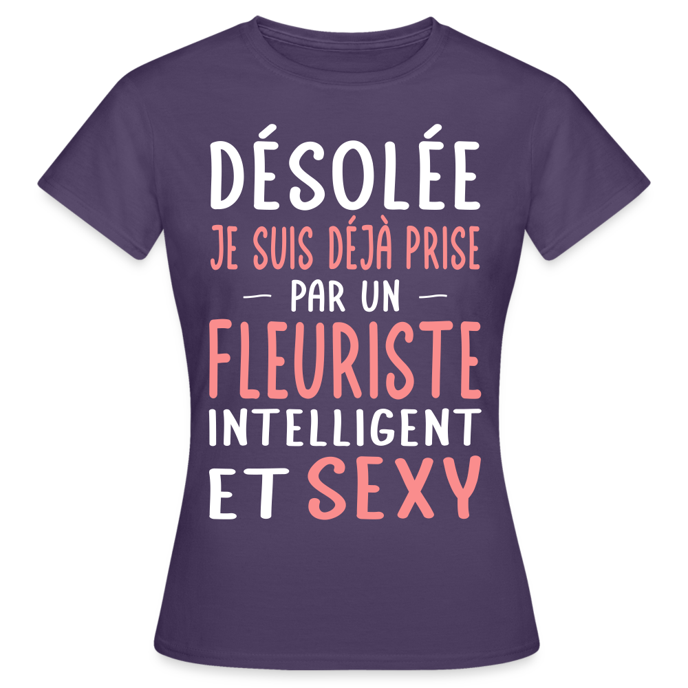 T-shirt Femme - Je suis prise par un fleuriste intelligent et sexy - violet foncé