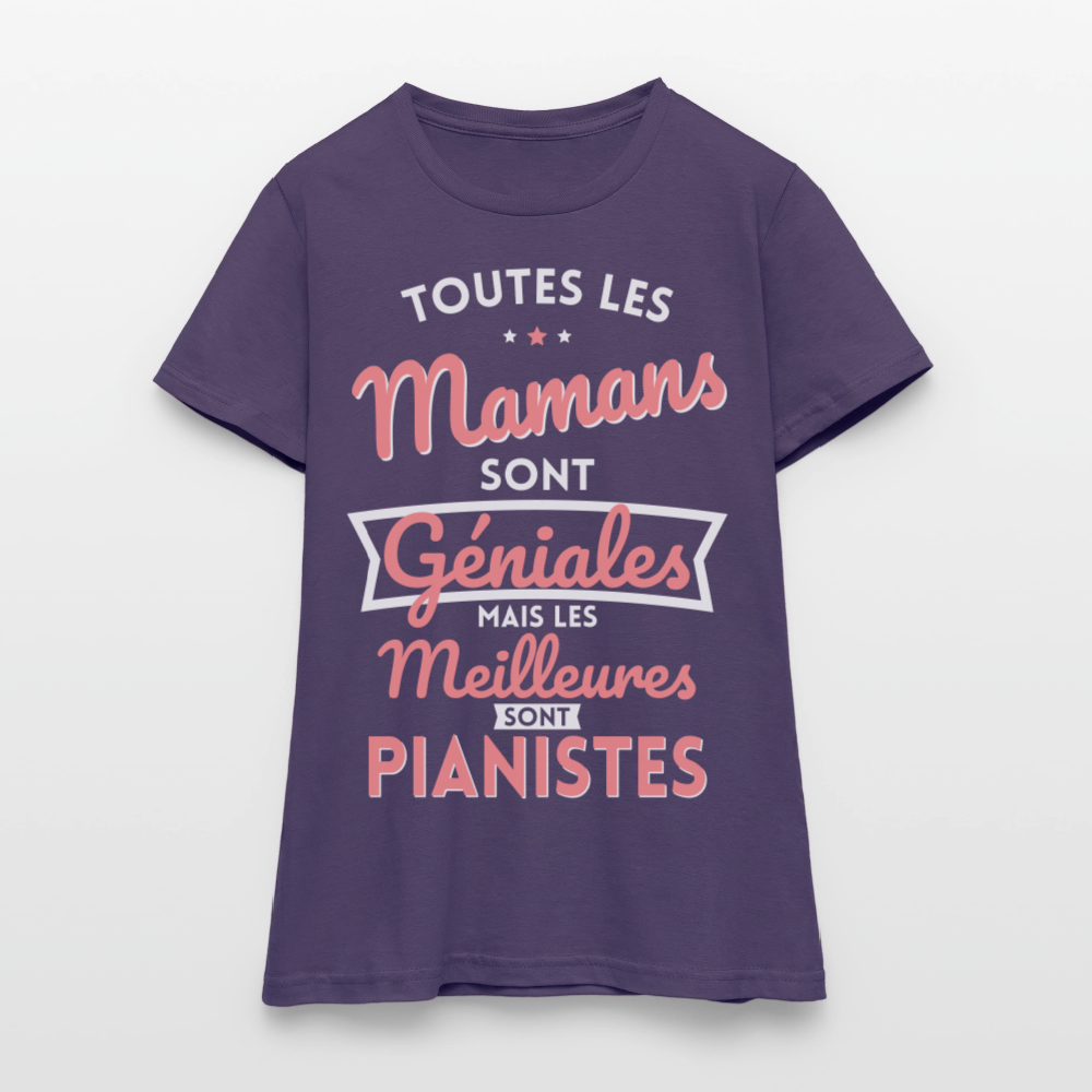 T-shirt Femme - Mamans géniales - Les meilleures sont pianistes - violet foncé
